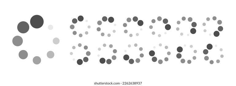 Circular Loading Buffering Icons Vector Video Ready for Animation Gif Alle Keyframes Frames Bufring Circle Wave for Connection Buffer Preloader Download Symbol leicht Ersetzen Farbe