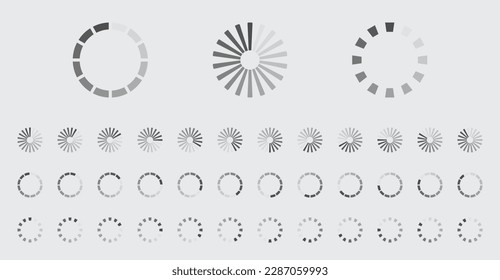 Circular Loading Buffering Icons Vector Set Video Ready for Animation Gif 12FPS All Keyframes Frames Bufring Circle Waiting for Connection Buffer Preloader Download Symbol Easy Replace Color