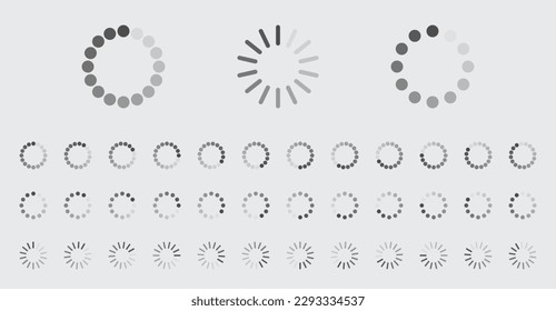 Circular Loading Buffering Icons Vector Set Video Ready for Animation Gif 12FPS All Keyframes Frames Bufring Circle Waiting for Connection Buffer Preloader Download Symbol Easy Replace Color