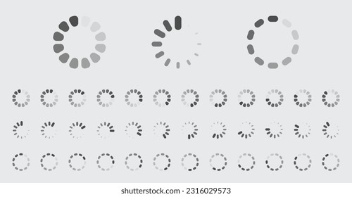Circular Loading Buffering Icons Vector Set Video Ready for Animation Gif 12FPS All Keyframes Frames Bufring Circle Waiting for Connection Buffer Preloader Download Symbol Easy Replace Color