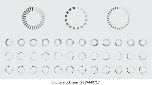 Circular Loading Buffering Icons Vector Set Video Ready for Animation Gif 12FPS All Keyframes Frames Bufring Circle Waiting for Connection Buffer Preloader Download Symbol Easy Replace Color