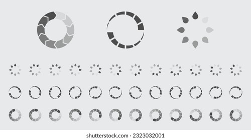 Circular Loading Buffering Icons Vector Set Video Ready for Animation Gif 12FPS All Keyframes Frames Bufring Circle Waiting for Connection Buffer Preloader Download Symbol Easy Replace Color