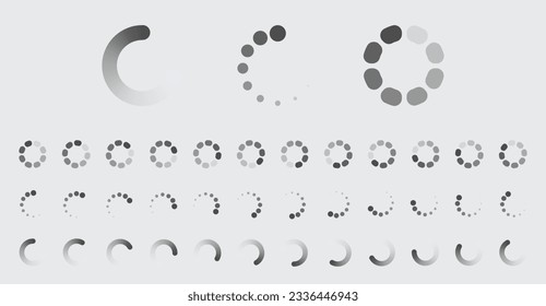 Circular Loading Buffering Icons Vector Set Video Ready for Animation Gif 12FPS All Keyframes Frames Bufring Circle Waiting for Connection Buffer Preloader Download Symbol Easy Replace Color