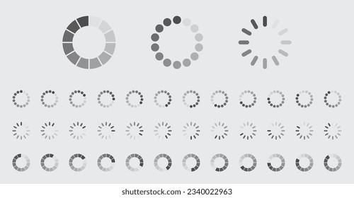 Circular Loading Buffering Icons Vector Set Video Ready for Animation Gif 12FPS All Keyframes Frames Bufring Circle Waiting for Connection Buffer Preloader Download Symbol Easy Replace Color