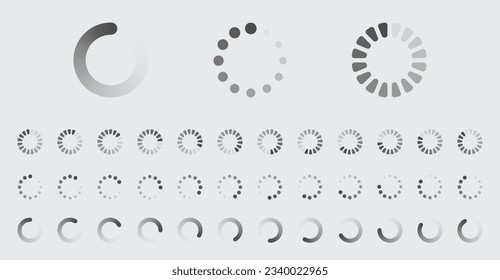 Circular Loading Buffering Icons Vector Set Video Ready for Animation Gif 12FPS All Keyframes Frames Bufring Circle Waiting for Connection Buffer Preloader Download Symbol Easy Replace Color
