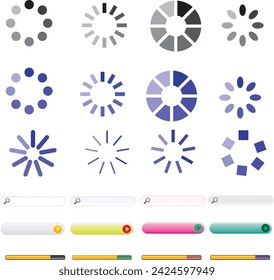 Circular Loading Puffer Icons Vector Set Video Ready for Animation GIF 12FPS Alle Keyframes Puffer Circle Waiting For Connection Puffer Preloader Download Symbol Easy Replace Color