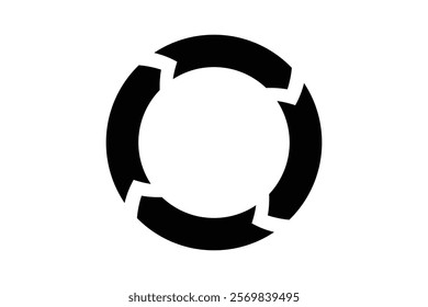 Circular loading icon with segmented arrows. Segmented circle arrow rotation icon.