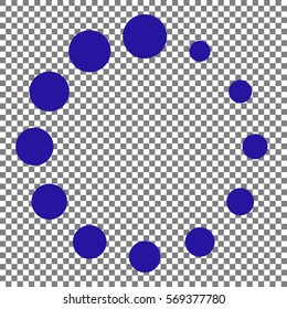 Circular loading sign. Blue icon on transparent background.