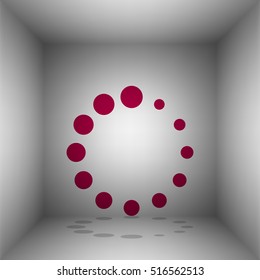 Circular loading sign. Bordo icon with shadow in the room.