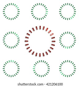 Circular loading sign. icon with shadow on white and green light red variant