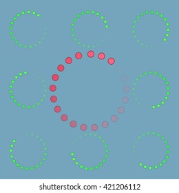 Circular loading sign. icon with shadow on white and green light red variant