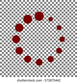 Circular loading sign. Maroon icon on transparent background.