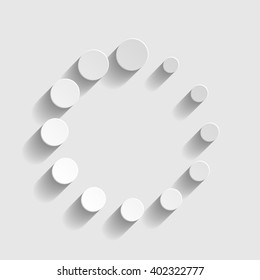 Circular loading sign. Paper style icon with shadow on gray