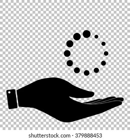 Circular loading sign. Save or protect symbol by hand