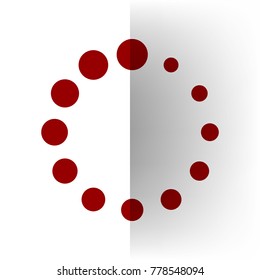 Circular loading sign. Vector. Bordo icon on white bending paper background.