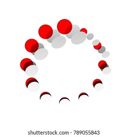 Circular loading sign. Vector. Detachable paper icon with red body stock. Isolated.
