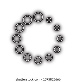 Circular loading sign. Vector. Double contour black icon with soft shadow at white background. Isolated.
