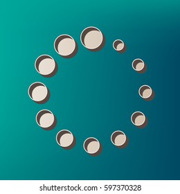 Circular loading sign. Vector. Icon printed at 3d on sea color background.