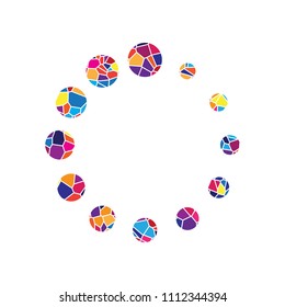 Circular loading sign. Vector. Stained glass icon on white background. Colorful polygons. Isolated.