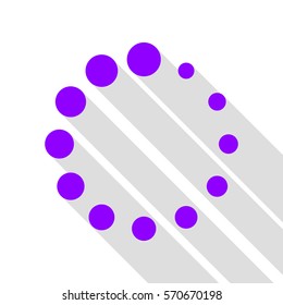 Circular loading sign. Violet icon with flat style shadow path.