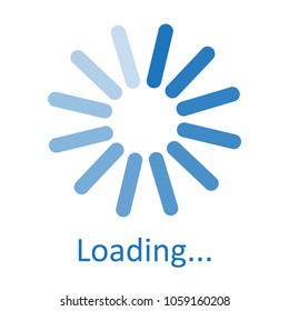 Circular loading sign, waiting symbol, blue icon, isolated on white background. Vector illustration.