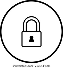 Circular Lock Icon: Security, Protection, and Privacy Symbol in Minimalist Design