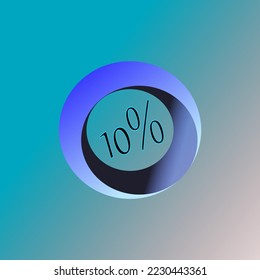 circular logo in blue gradient and in the center 10%