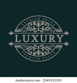 Circular logo boasting luxury and vintage ornate flourishes conveying class and style