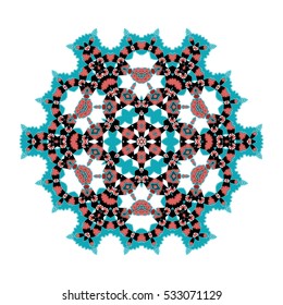 Circular logo for boutique, flower. Oriental pattern mandala. Ornamental mandala Indian, interior. Vector Flower Mandala. Ethnic vintage pattern.