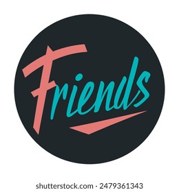 A circular logo calligraphy Text OF  Friends