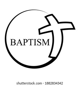 Circular logo christ in baptism, vector art illustration.