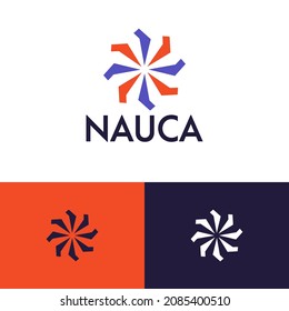 Concepto de diseño de logotipo circular. Ilustración geométrica de la marca logarca. Puede representar eventos, viajes, aventura, vacaciones, estrella, chispa.