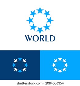 Design des Circular Logos Royal Star Logomark Illustration. Kann Himmel, Frieden, Menschen, Gewinner, Preis, medizinisch, global, politisch vertreten.