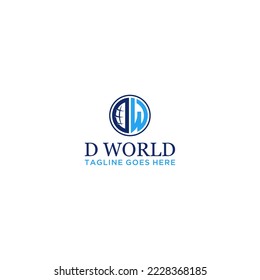 Circular logo design with dw letters and blue color scheme