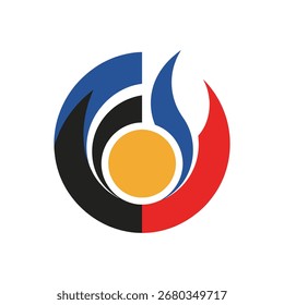Um design de logotipo circular com um equilíbrio de cores e formas, simbolizando harmonia e unidade.