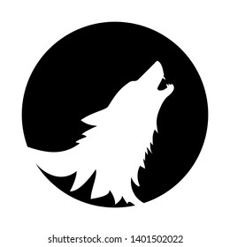 circular logo design with howling wolf