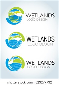 Circular logo design wetlands landscape