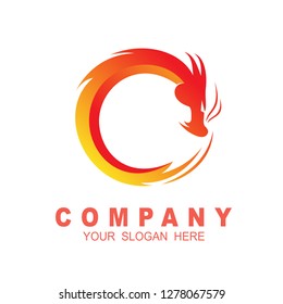 circular logo with dragon design template