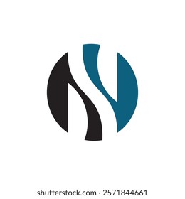 A circular logo featuring the letter "N" with a unique, flowing design.