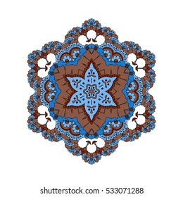 Circular logo for flower shop. Oriental pattern mandala. Ornamental mandala Indian, interior. Vector Flower Mandala. Ethnic vintage pattern.