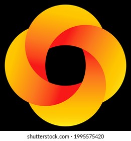 circular logo with golden gradient. and black background