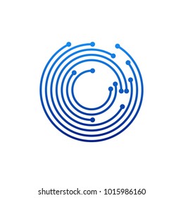 Circular logo icon. Link icon with dot. Circuit element.