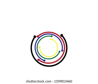 Circular logo icon. Link icon with dot. Circuit element. - Vector
