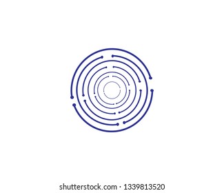 Circular logo icon. Link icon with dot. Circuit element. - Vector
