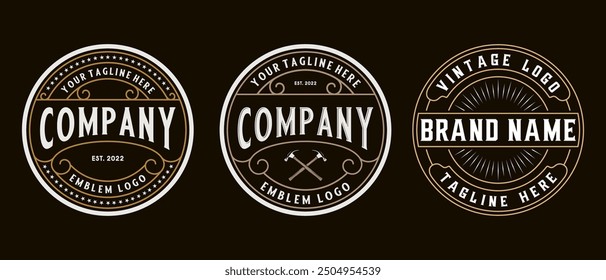 circular logo set. vintage style decoration for label design