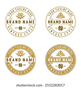 circular logo set. vintage style decoration for label design