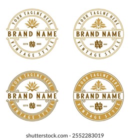 circular logo set. vintage style decoration for label design