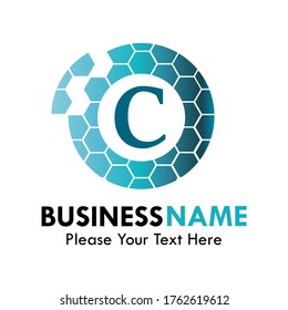 Circular logo template illustration. suitable for brand, corporate, identity, website, developmnet, mobile, network, etc. you can change letter C and color.