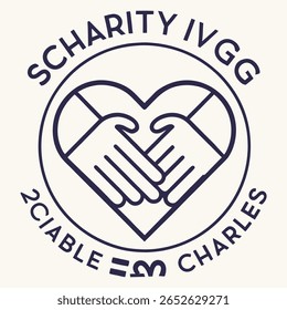 Um logotipo circular com o texto "Charity IVGG" e "2Ciable and Charles" ao redor de mãos entrelaçadas que formam um coração.