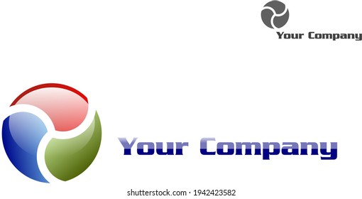 Circular logo with three colored sectors
